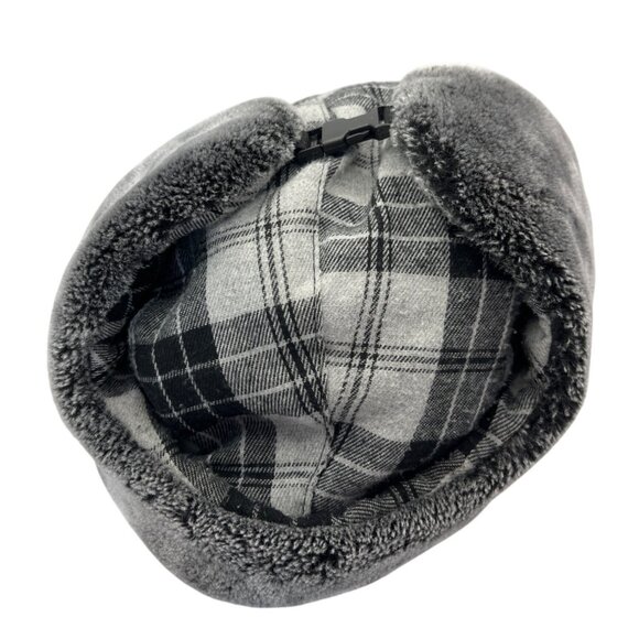 Plaid Faux Fur Lined Winter Trapper Hat With Chin Strap C59 - Picture 4 of 10